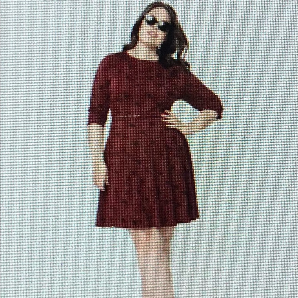 COPY - NWT. Unique Vintage Burgundy & Black Cat Print Stephanie Fit & Flare